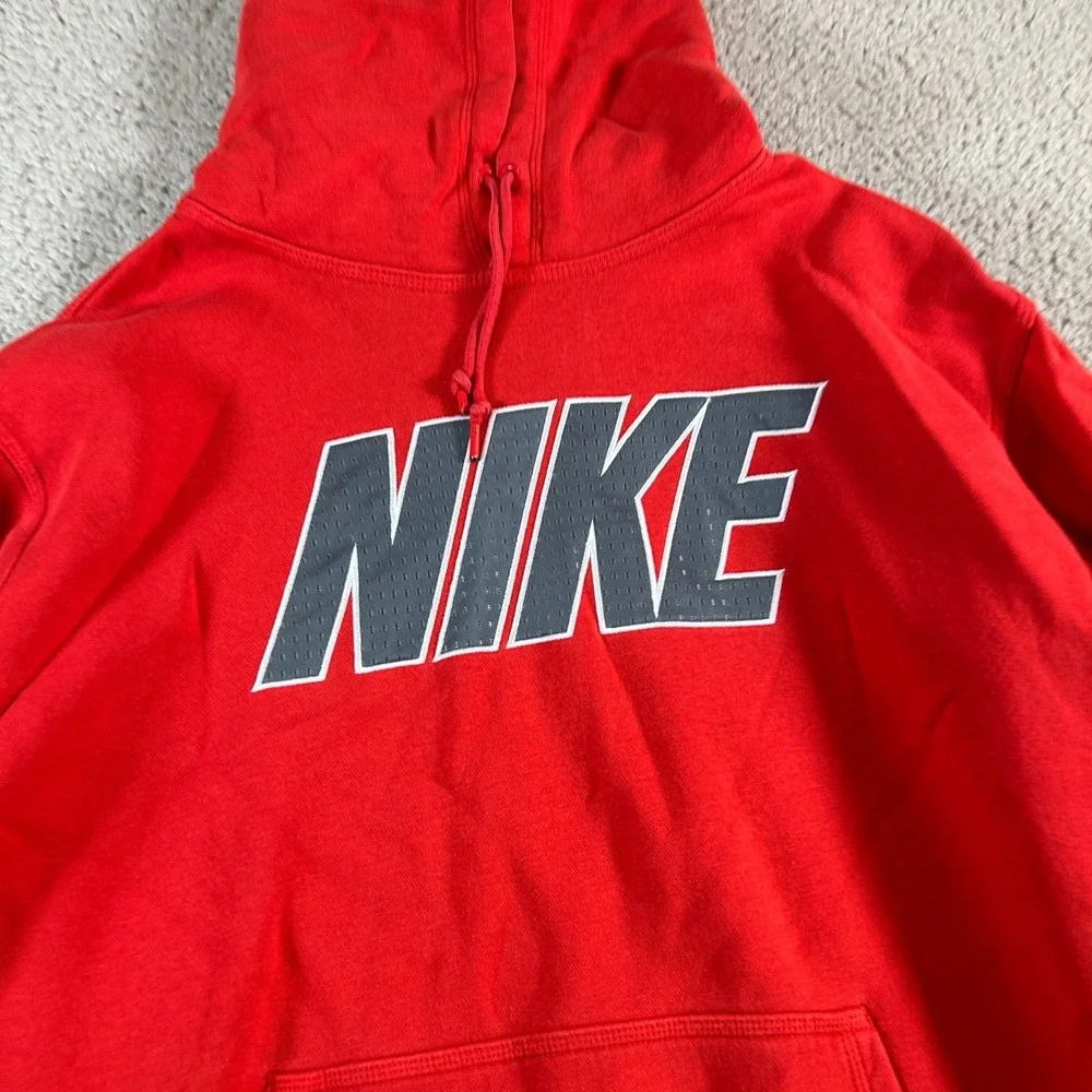 Nike Mens XXL Red Graphic Pullover Hoodie Sweatshirt Cotton Blend 3677